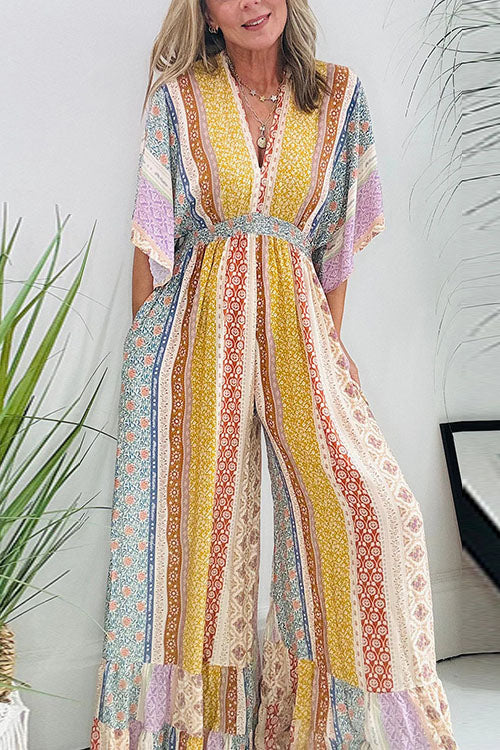 Lilliagirl  Fashion Printed Wide Leg Casual Jumpsuit