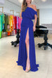 Rowanggirl Off-The-Shoulder Waist Slit Floor-Length Gown Dress