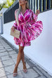 Lilliagirl Fashion Print Ruffled V-Neck Dress
