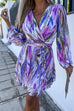 Lilliagirl Fashion Print Ruffled V-Neck Dress