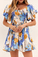 Lilliagirl Print Puff Sleeve Elegant Dress