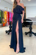 Rowanggirl Off-The-Shoulder Waist Slit Floor-Length Gown Dress