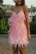 Lilliagirl Tassel Sequins Feather Stitching Dress