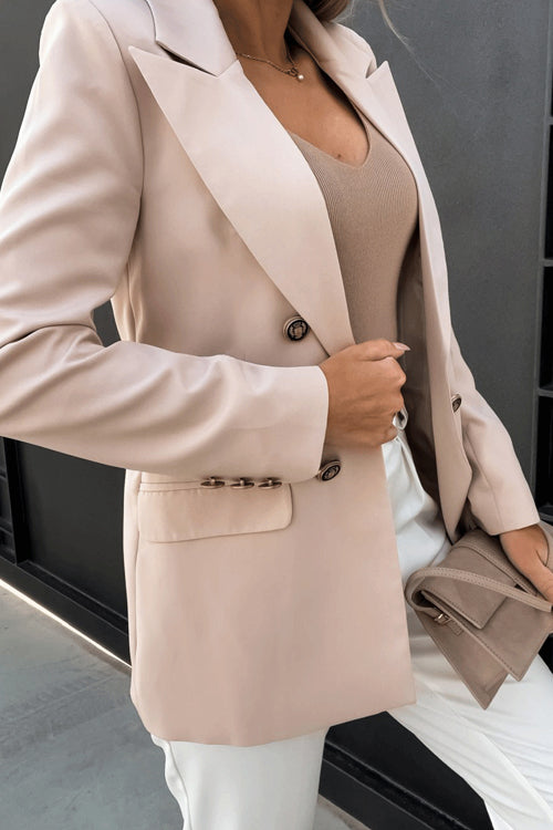 Lilliagirl Fashion Lapel Long Sleeve Solid Color Suit Coat