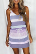 Lilliagirl Fashion Lace Up Stripe Sling Vest Dress