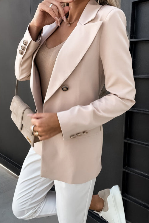 Lilliagirl Fashion Lapel Long Sleeve Solid Color Suit Coat