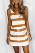 Lilliagirl Fashion Lace Up Stripe Sling Vest Dress