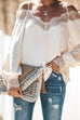 Lilliagirl Chic Lace Solid Off Shoulder Long Sleeve Loose Top