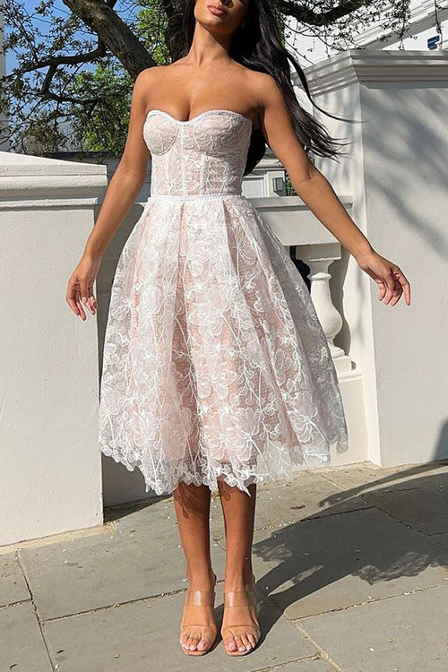 Lilliagirl Lilliagirl Strapless Embroidered Lace Dress