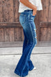 Lilliagirl Fashion Pockets Ripped Slim Flared Jeans