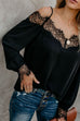 Lilliagirl Chic Lace Solid Off Shoulder Long Sleeve Loose Top