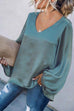 Lilliagirl Chic Loose Solid V Neck Long Sleeve Top