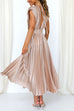 Lilliagirl Fashion Chic Solid Wrinkle Deep V-neck Sleeveless Long Dress