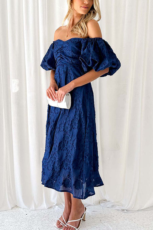 Lilliagirl  Resort-Style Puff Sleeve Waist-Cinching Dress