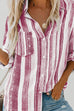 Lilliagirl Holiday Fashion Stripe Lapel Long Sleeve Buttons Slim Shirt