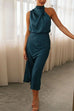 Lilliagirl Fashion Chic One Shoulder Sleeveless Slim Mid-length Dress