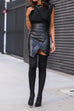 Lilliagirl Fashion Solid Slim Leather Skirt
