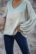 Lilliagirl Chic Loose Solid V Neck Long Sleeve Top