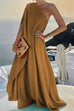 Lilliagirl Chic Solid Loose One Shoulder Sleeveless Long Dress