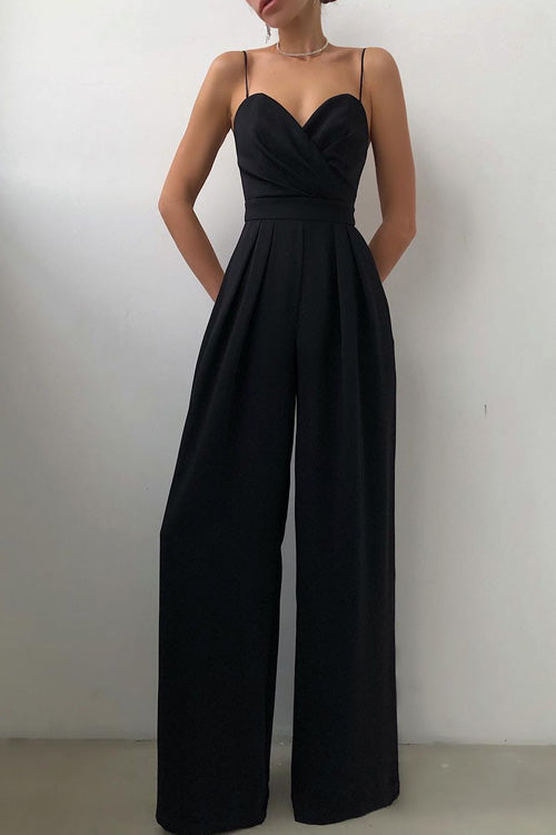 Lilliagirl Chic Sexy Solid Sling Sleeveless Slim Jumpsuit