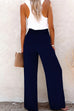 Lilliagirl Fashion Solid Loose Elastic Waist Buttons Wide Leg Pants