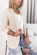 Lilliagirl Chic Solid Lapel Long Sleeve Pockets Suit Coat