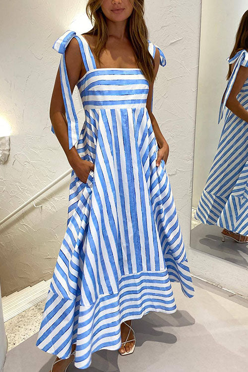 Lilliagirl Striped Print Fashionable Strappy Dress