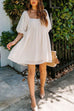 Lilliagirl Square Neck Bubble Sleeve Cute Mini Dress