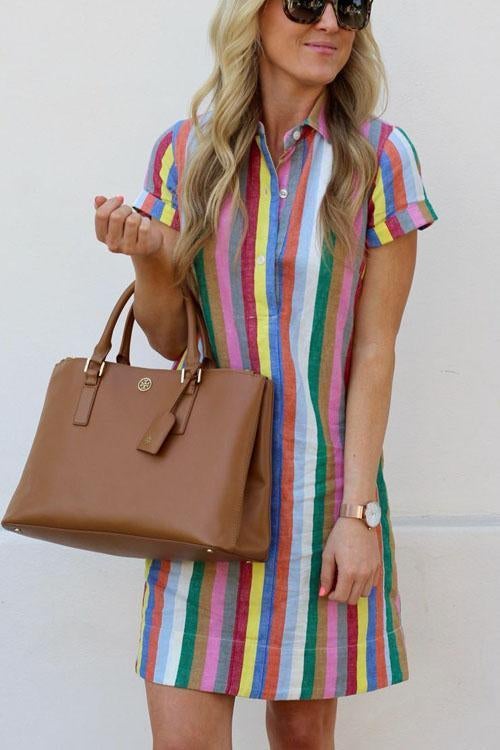 Lilliagirl Rainbow Candy Striped Shirt Dress