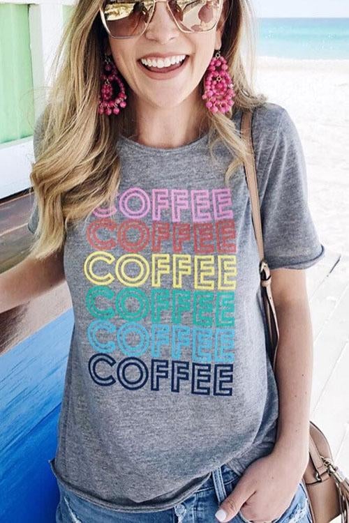 Lilliagirl Coffee Letter Print T-shirt